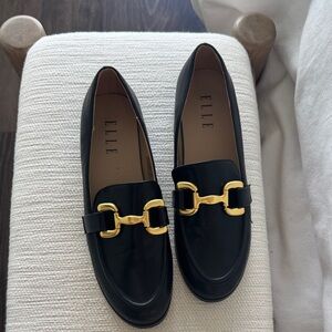 Elle Elegant Black Flats with Gold Detail